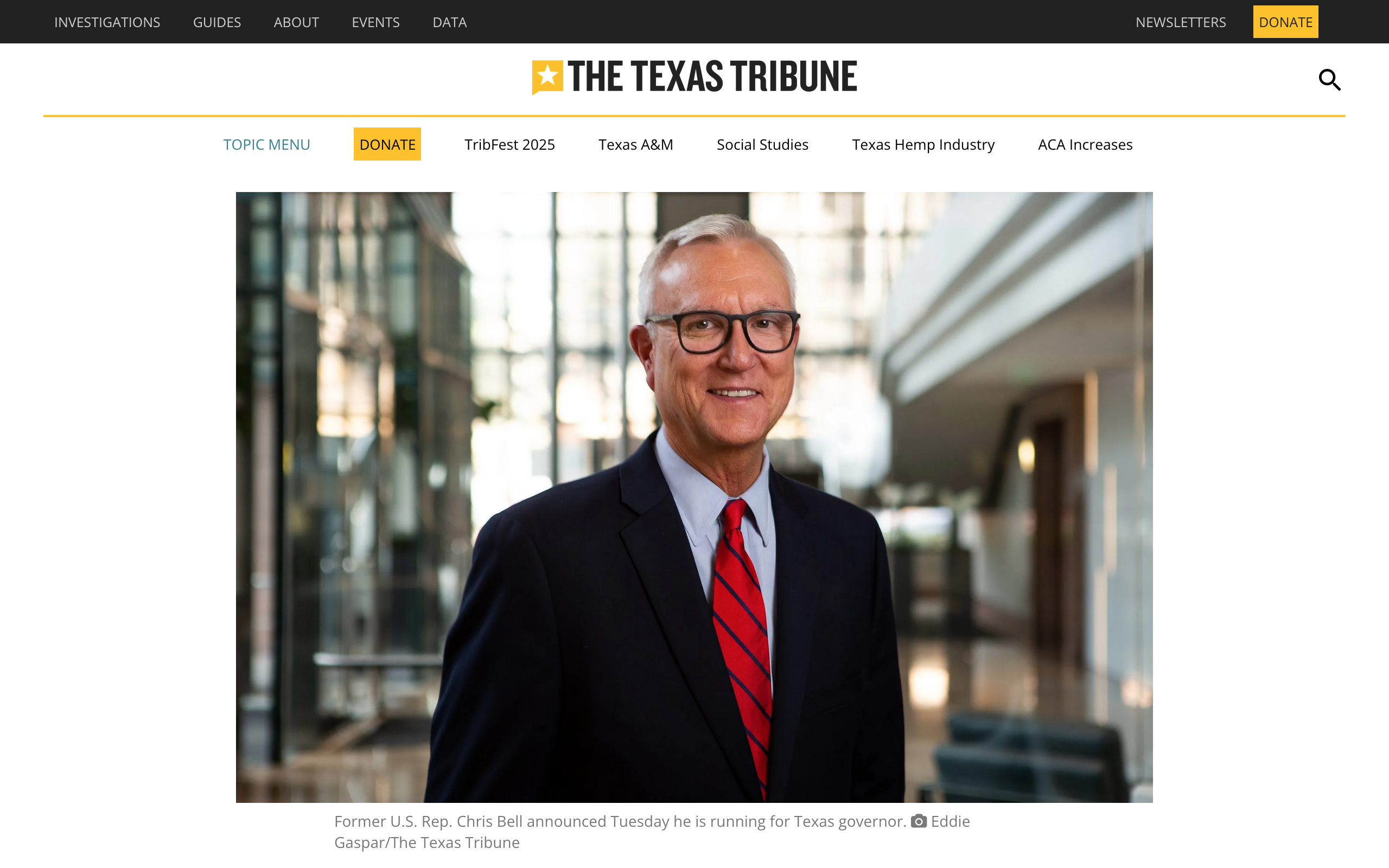 Texas Tribune screenshot